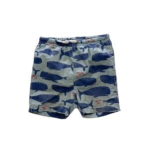 Baby Boden Blue and Gray Whale Print Shorts